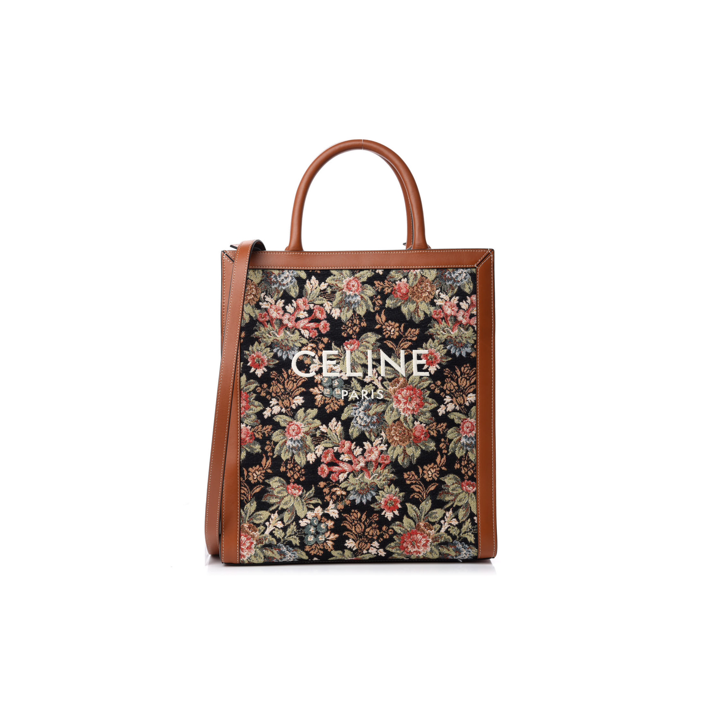 Ce**e small tote in cabas floral jacquard and cowhide 192082cxg.19rv (32*29*8cm)